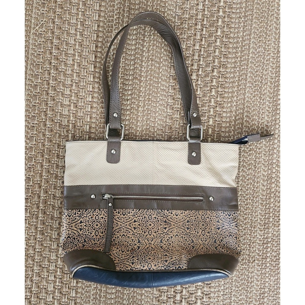 Great American Leatherworks Leather Tote Bag Embossed Tote Handbag Purse